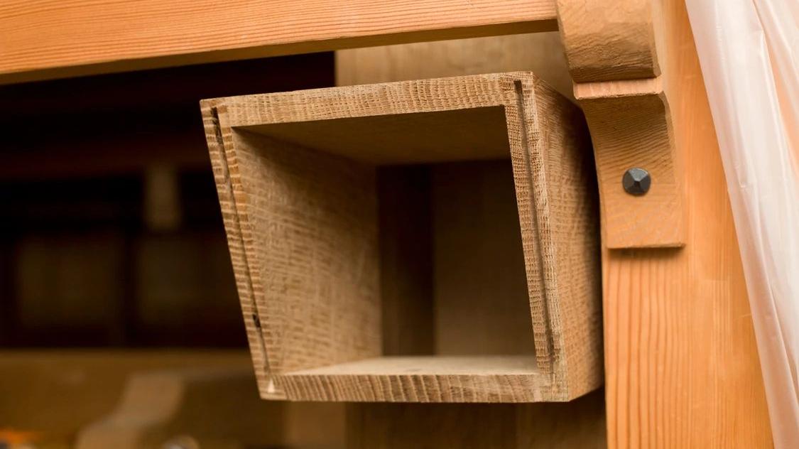 Detail of a wooden wind duct