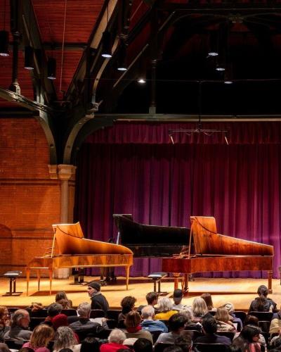 piano on stage in barnes